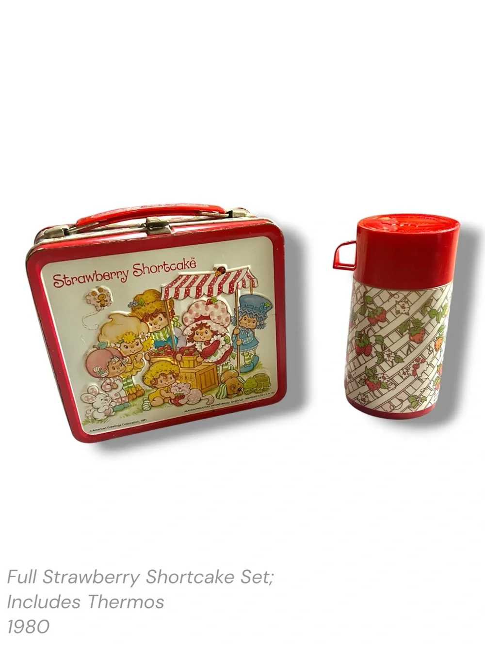 Vintage 1981 Original Strawberry Shortcake Aladdin Metal Lunchbox & Thermos Set